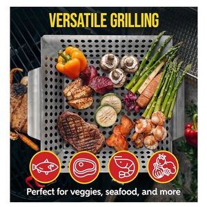 Cusinart Stainless Steel BBQ Wok Grilling Basket w/Built-in Handles
